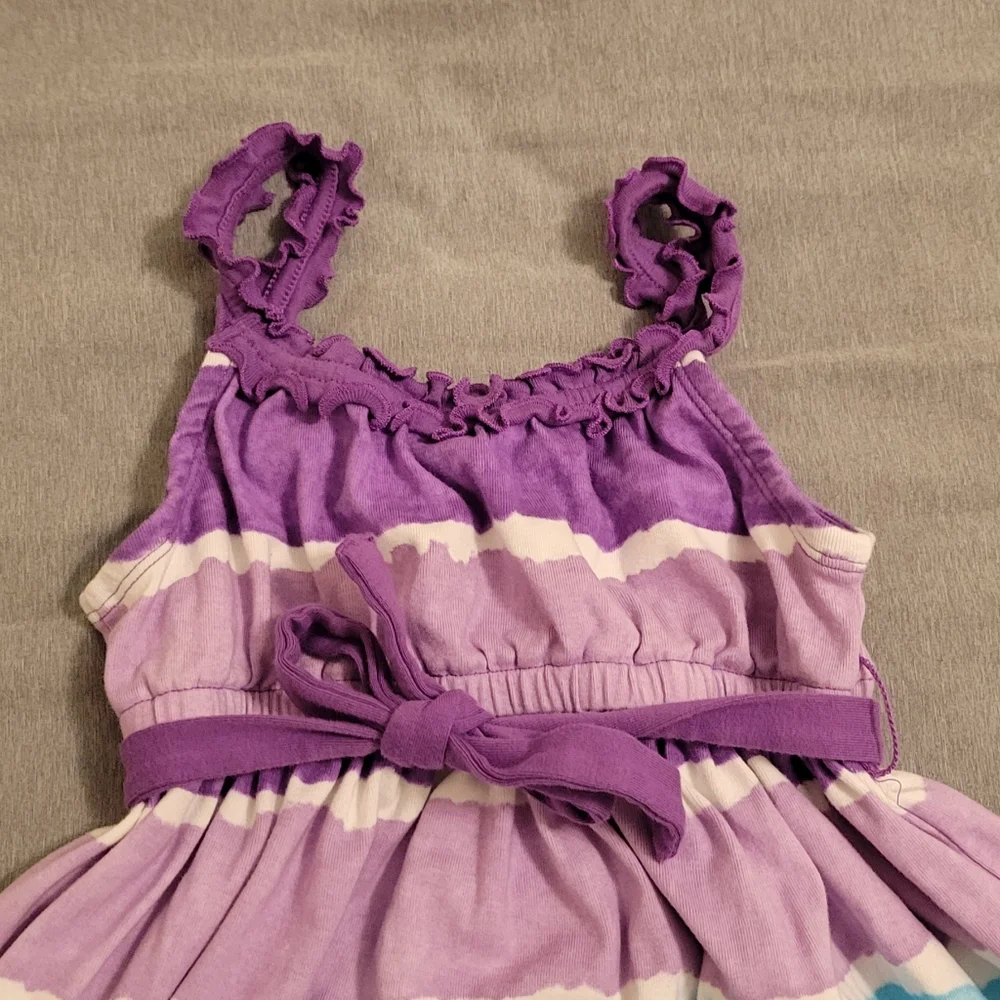 Colorful and Stripped Purple Girl Dress, Size 5 - Picture 7 of 8